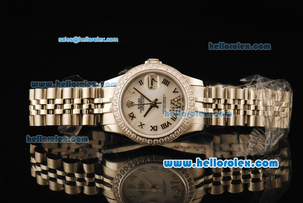 Rolex Datejust Automatic Movement Full Steel with Roman Numerals and Diamond Bezel-ETA Coating Case - Click Image to Close